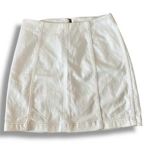 Free People White Mini‎ Skirt Size 10 High Waist Zip Back Stretch Cotton